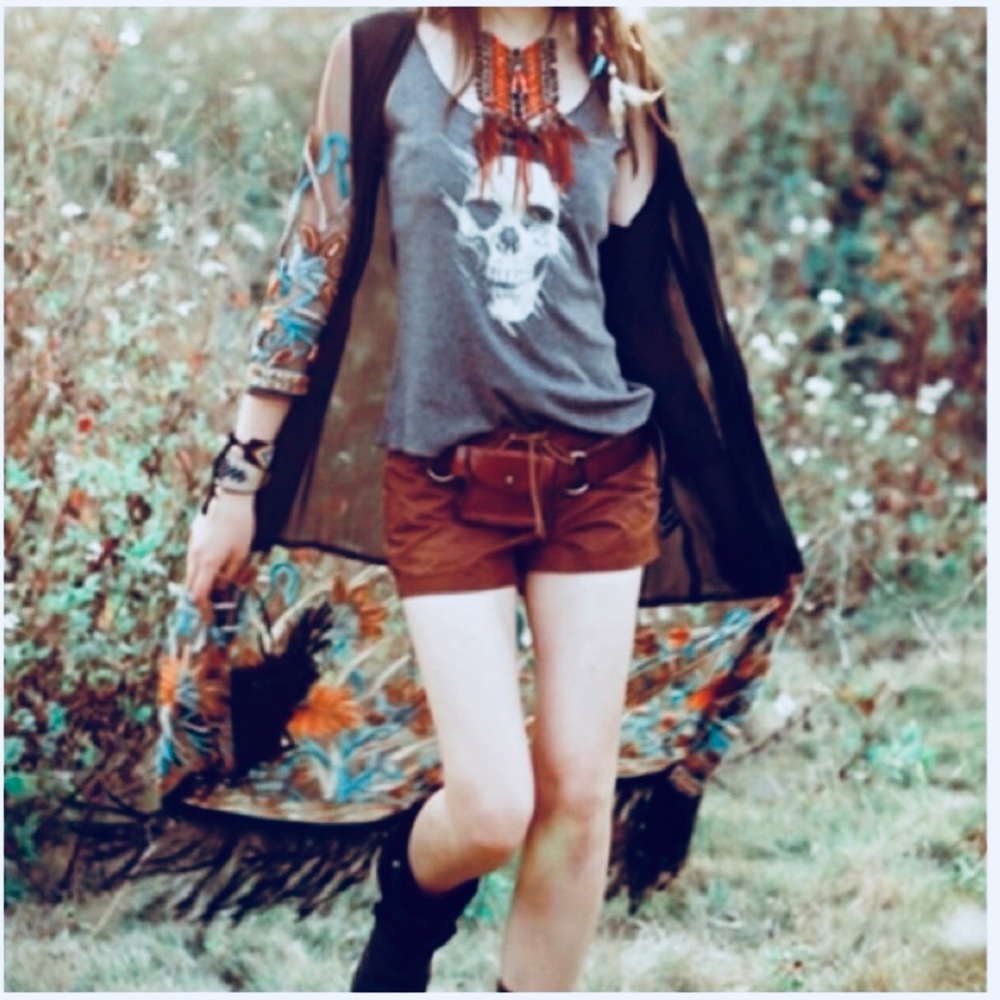 π HP 8/16 π Boho Embroidered Kimono Cardigan - Picture 5 of 8